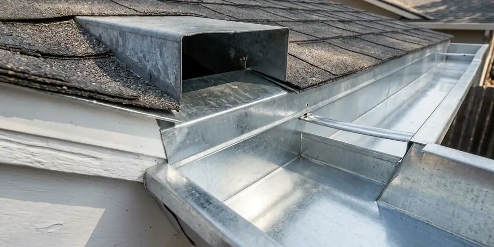 Roof drain cleared before commercial gutter cleaning Sacramento