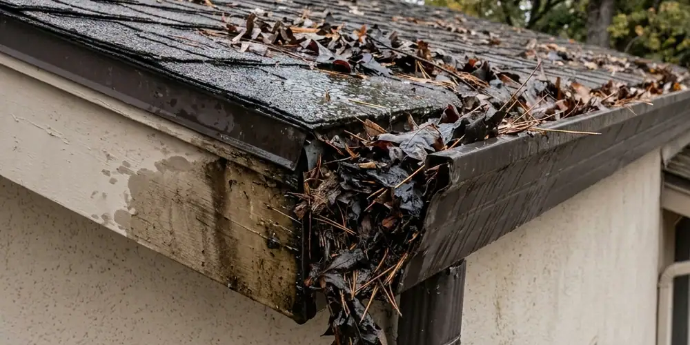 Downspout unclogged before downspout cleaning Sacramento