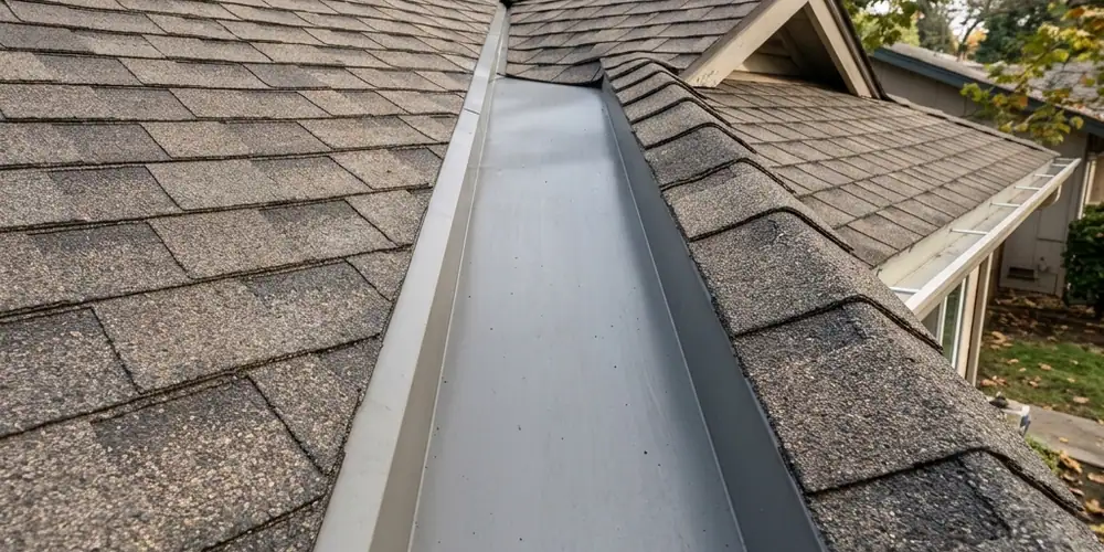 Roof valley cleared before gutter cleaning in Carmichael