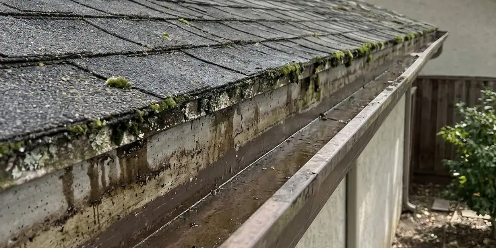 Mature oak leaf load cleared before gutter cleaning in Citrus Heights