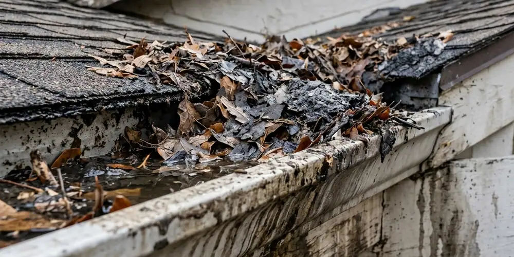 Fire season ash layer cleared before gutter cleaning in El Dorado Hills