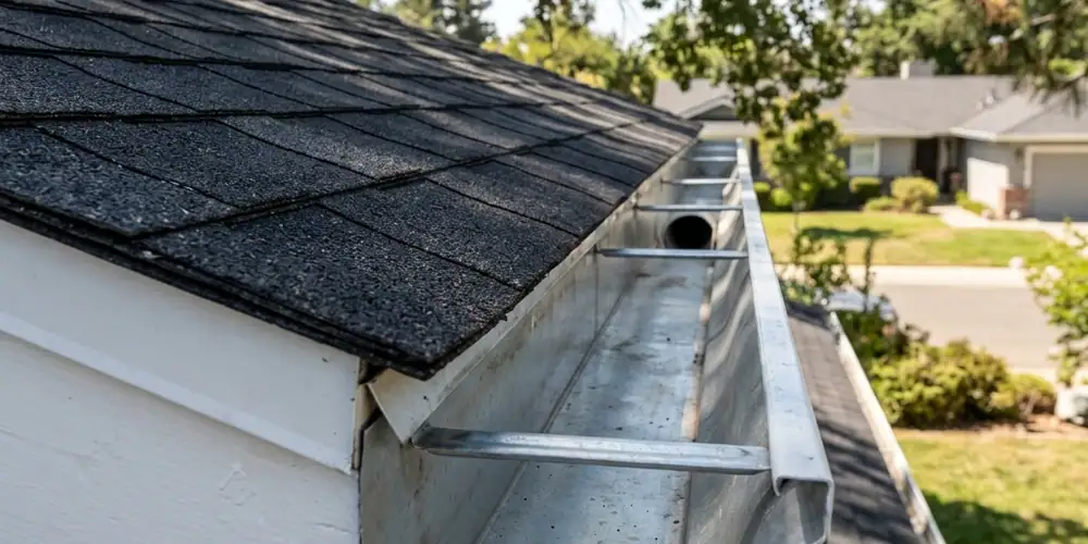 Oak and pine mix removed before gutter cleaning in El Dorado Hills