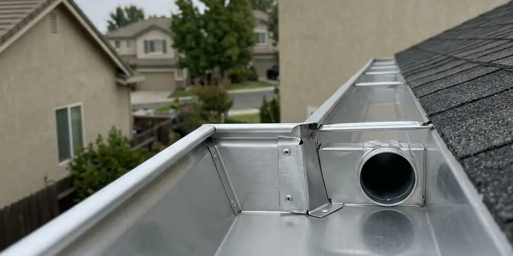Algae buildup removed after gutter cleaning in Folsom