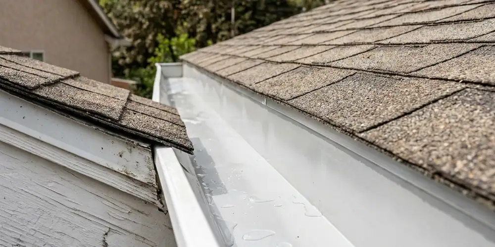 Red willow leaf load cleared before gutter cleaning in Lincoln