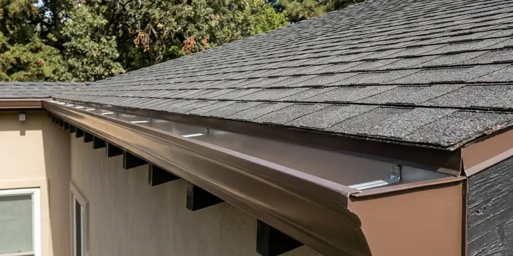 Mature canopy debris cleared after gutter cleaning in Rancho Cordova