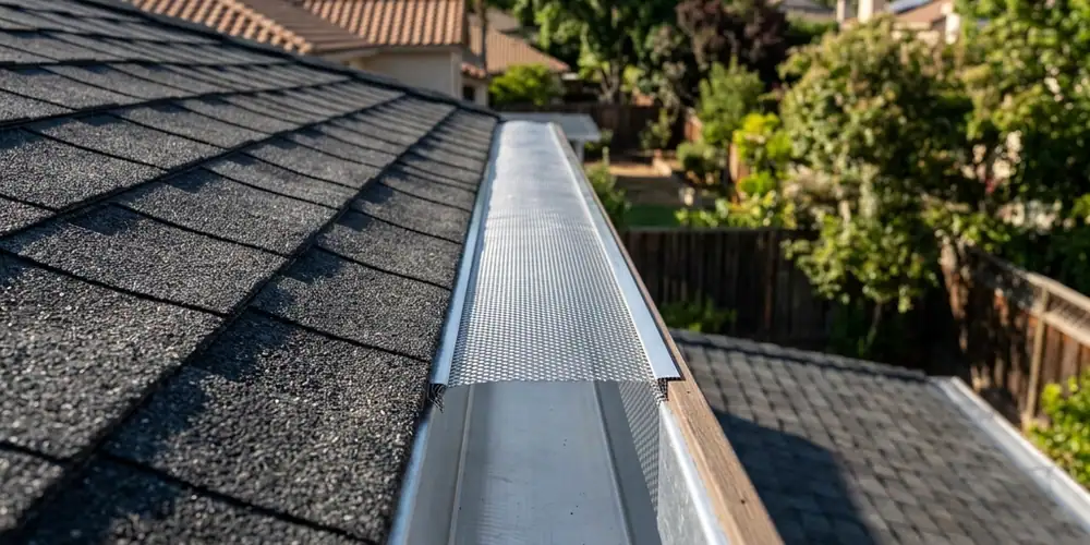 Debris cleared off the guard after gutter guard cleaning Sacramento