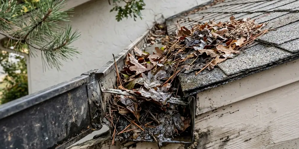 Trough cleaned beneath before gutter guard cleaning Sacramento