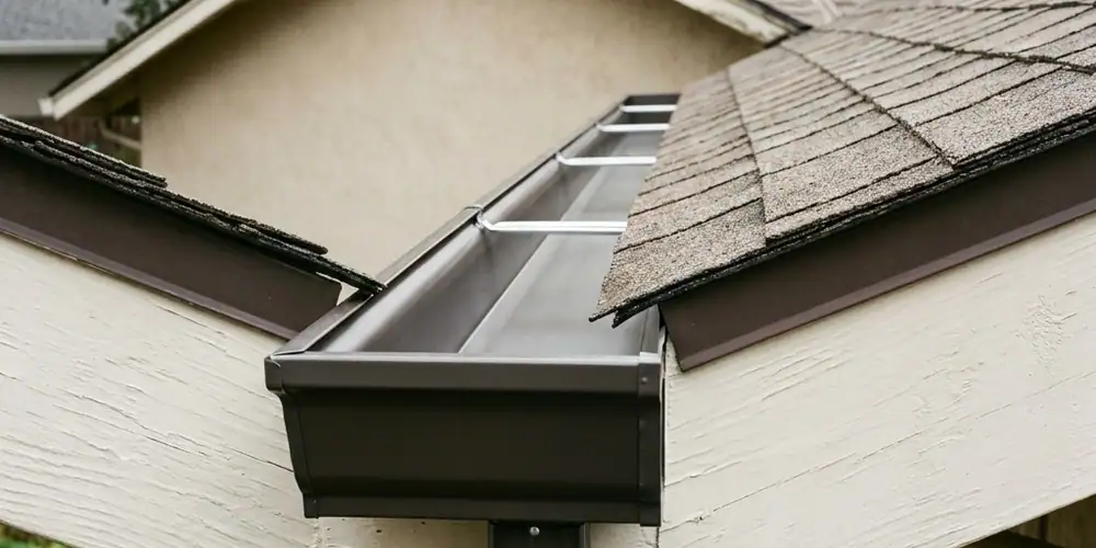 Old sectional gutter removed after gutter installation Sacramento