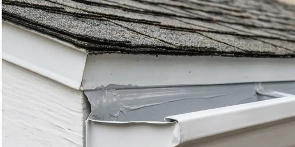 Leaking seam resealed after gutter repair Sacramento