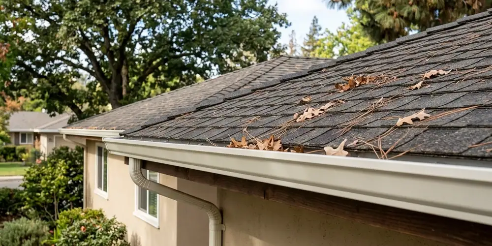 Downspout flow restored before residential gutter cleaning Sacramento