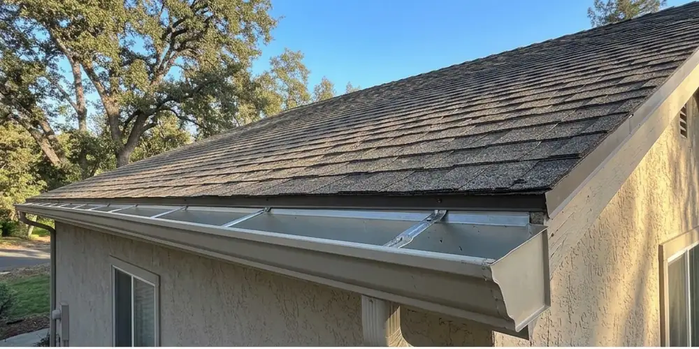 Fair Oaks gutter run cleaned with hangers reinforced after gutter cleaning Sacramento