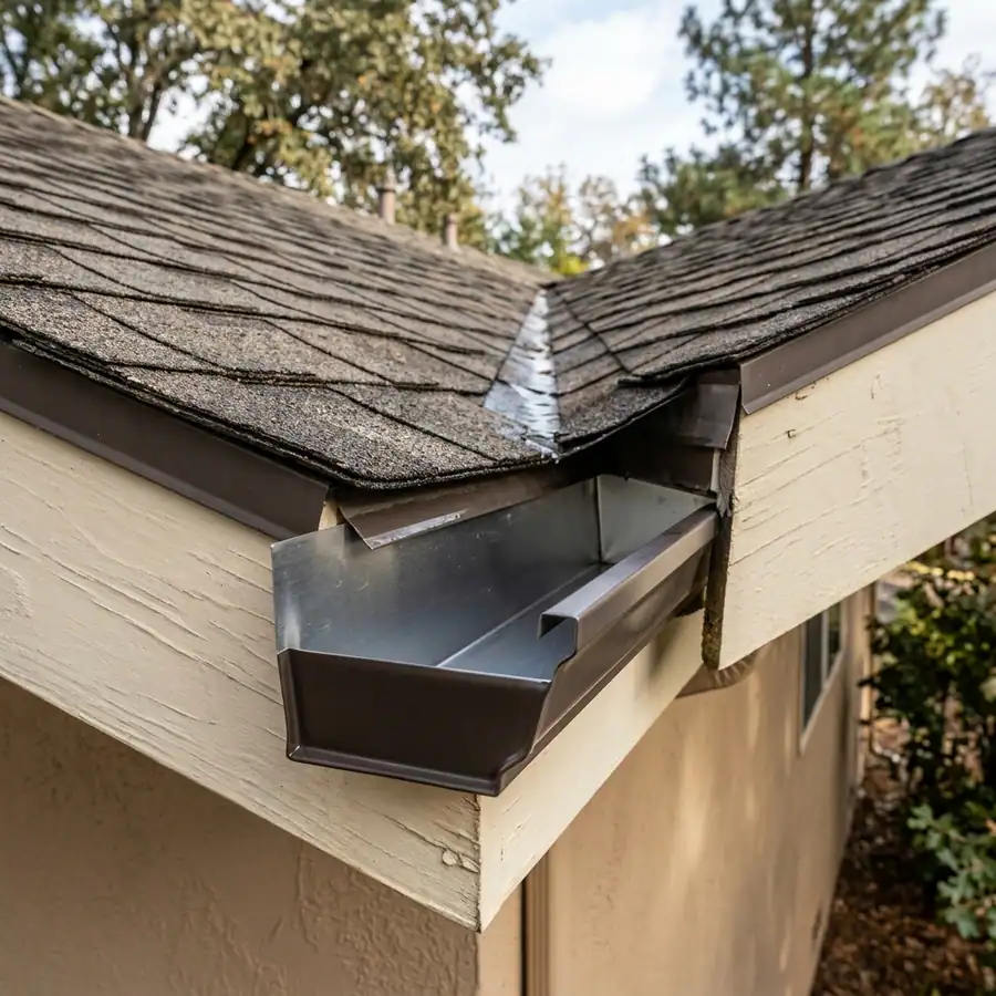 Clean, free-flowing gutters on a single-story Sacramento home — residential gutter cleaning Sacramento