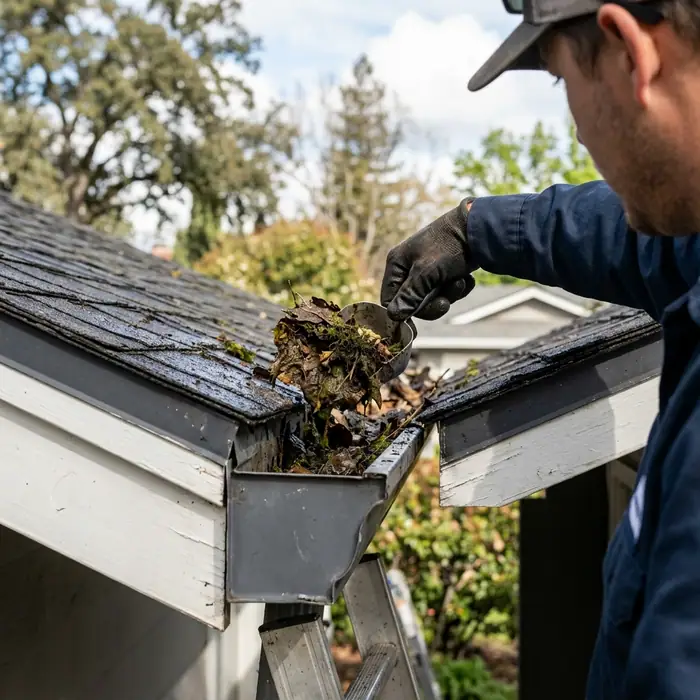 Roof edge and gutter debris removal