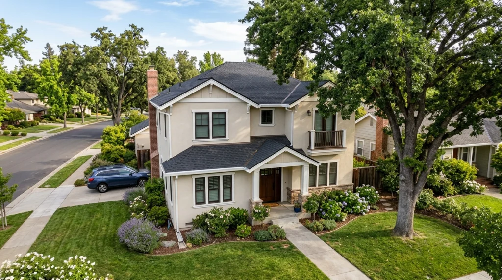 Sacramento two story home with professionally cleaned gutters