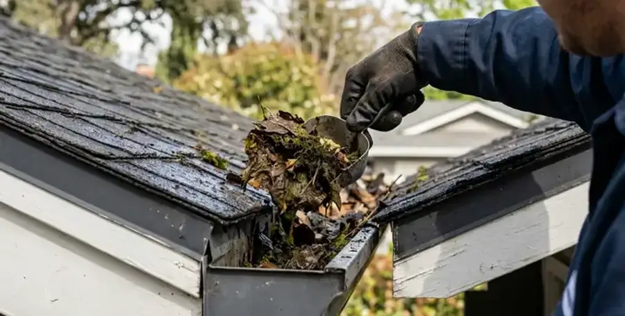 Roof edge and gutter debris removal